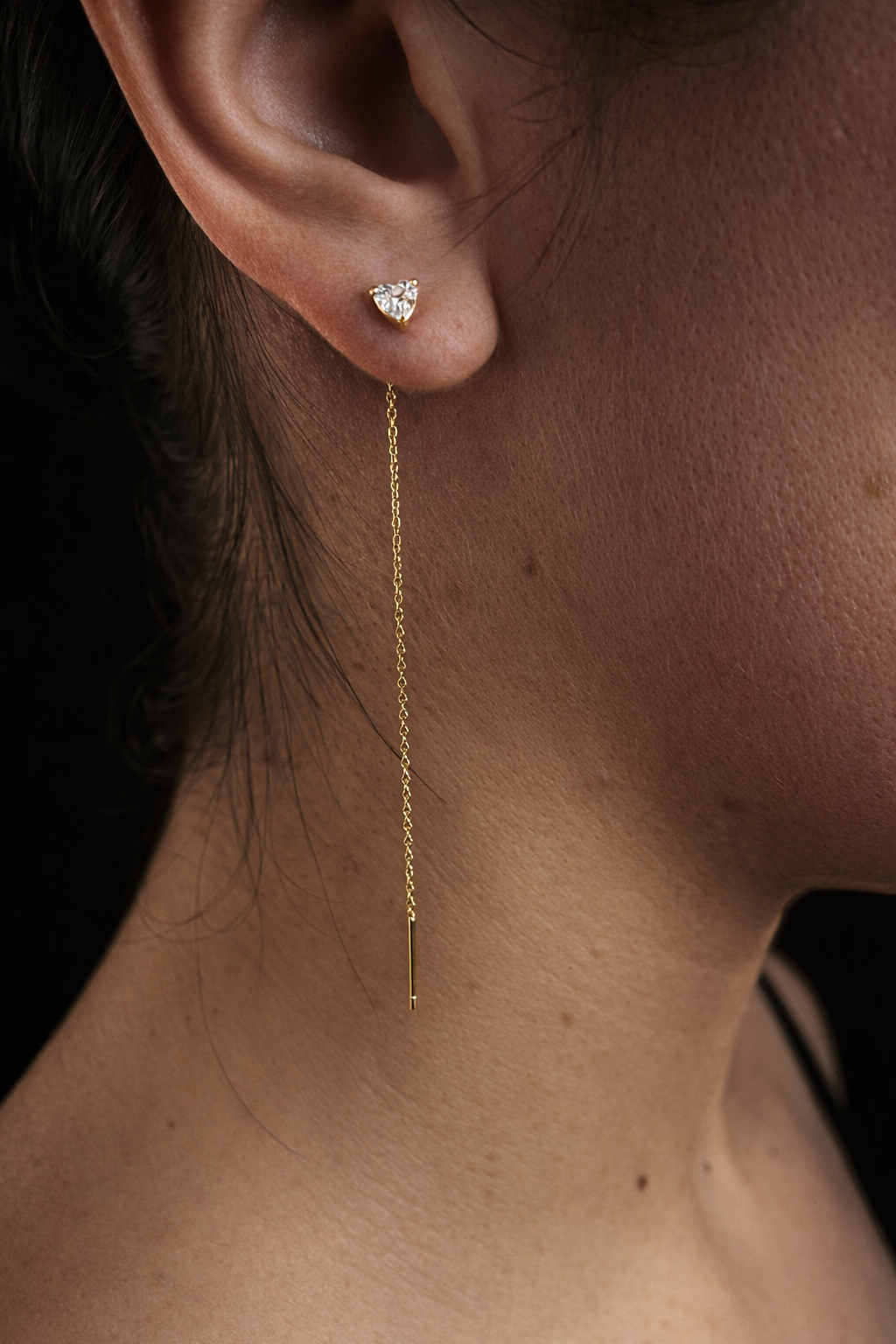 Orecchino Golden con Cuore a Cascata