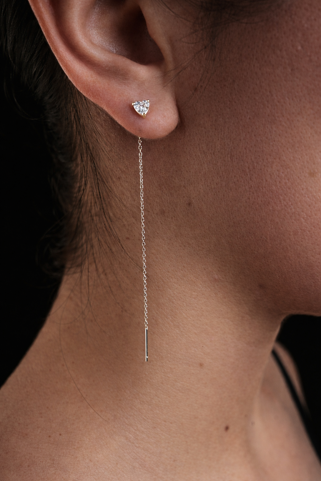 Orecchino Silver con Cuore a Cascata