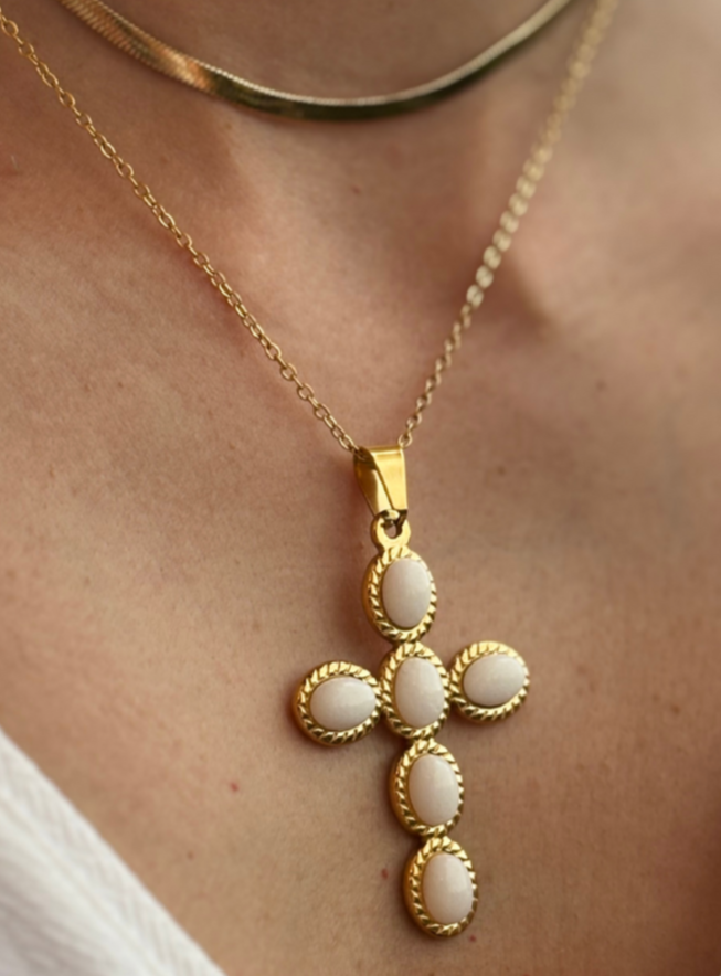 Collier Pearly Cross
